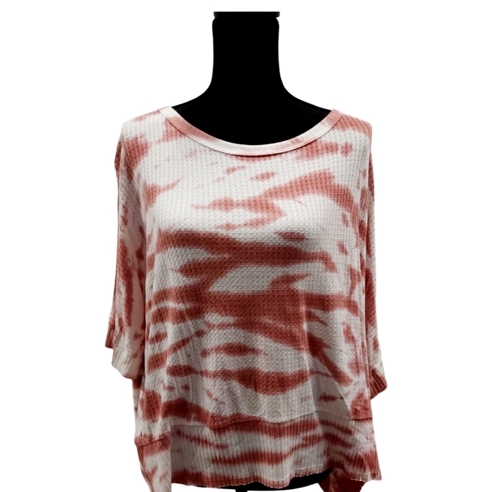 NWT Vintage Havana Pink Tye Dye Open Back Short Sleeve Shirt Sz Small